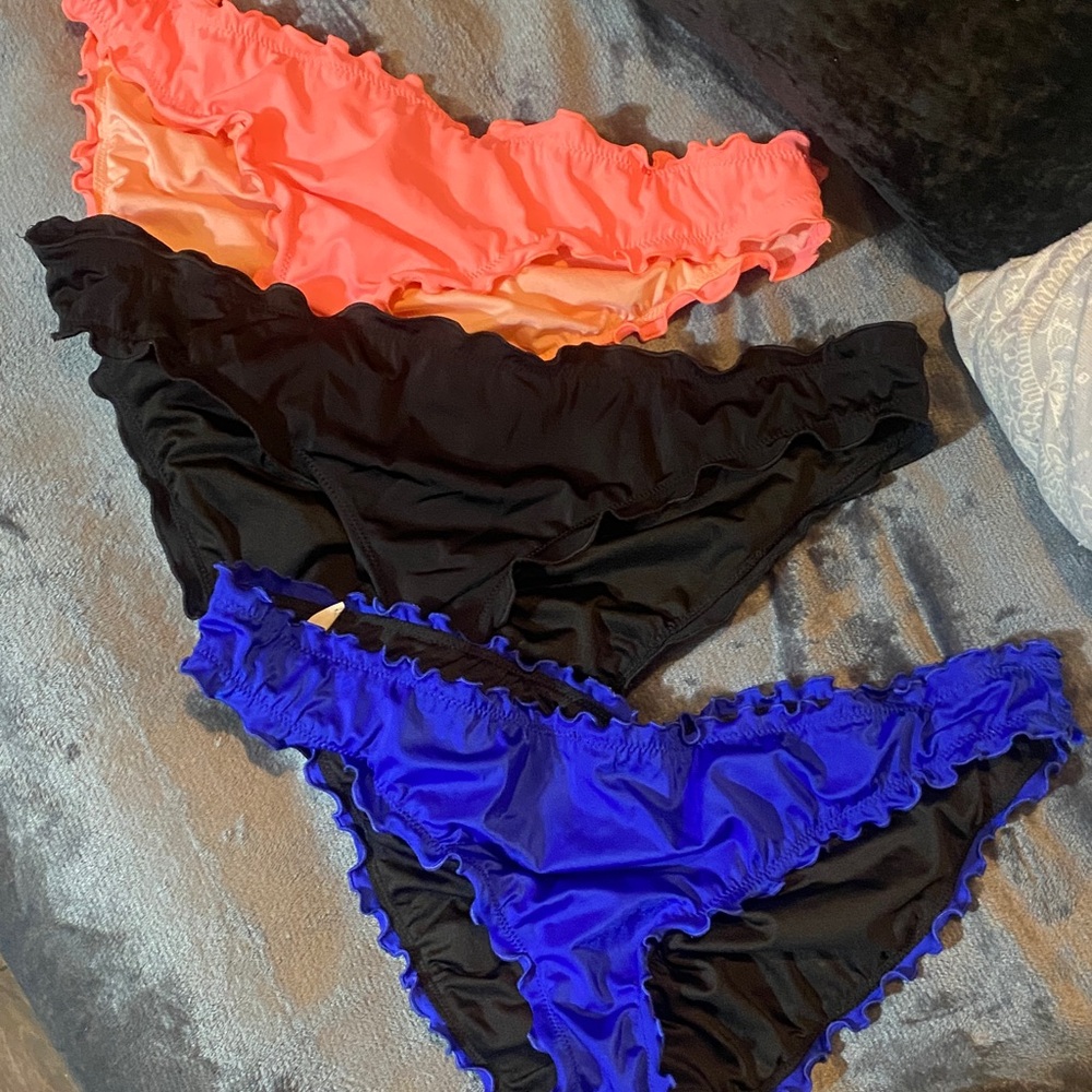 Victoria's Secret Bikini Bottoms in Coral, Black & Royal Blue